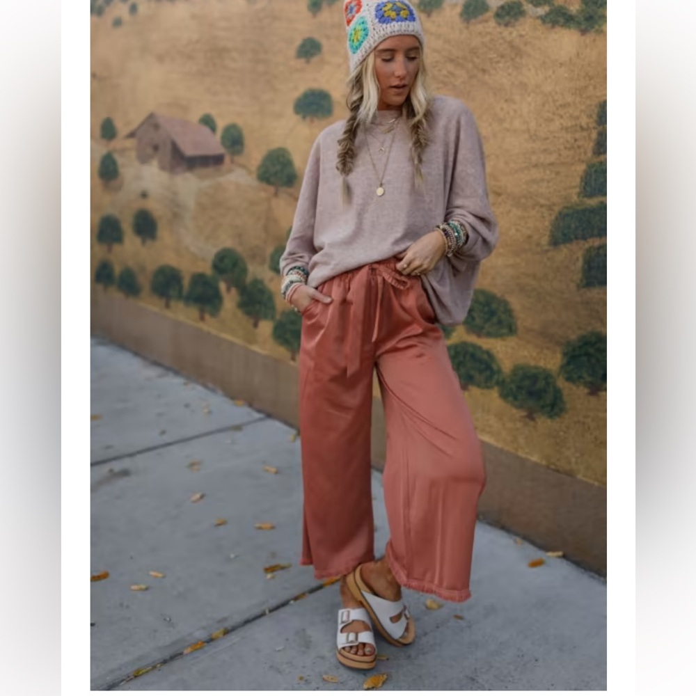 NWOT Three Bird Nest Here to Stay Fringed Wide Leg Culottes L